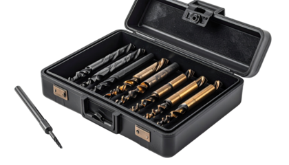 Drill bits in a hard-shell case