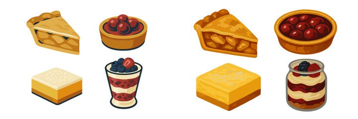 Desserts displayed on a table showcasing various sweet treats in a cozy setting with vibrant colors and rich textures