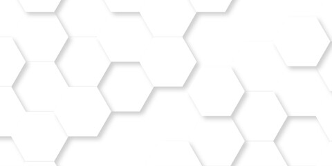Abstract pattern hexagonal white technology line paper background. Hexagonal grid tile mosaic structure mess cell design. white and gray hexagon honeycomb football geometric copy space business text.	