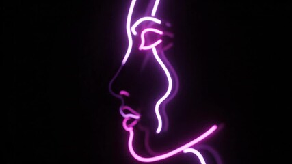 Neon Dream: Glowing Purple Light Painting Portrait of a Woman's Face