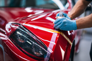 Obraz premium Professional Car Detailing and Polishing Service for a Showroom Shine