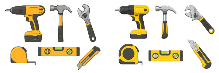Tools for home improvement and construction projects shown in a clean layout for easy reference and organization