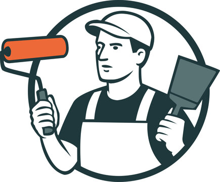 Logo, illustration, icon or tattoo for a painter-drywaller.