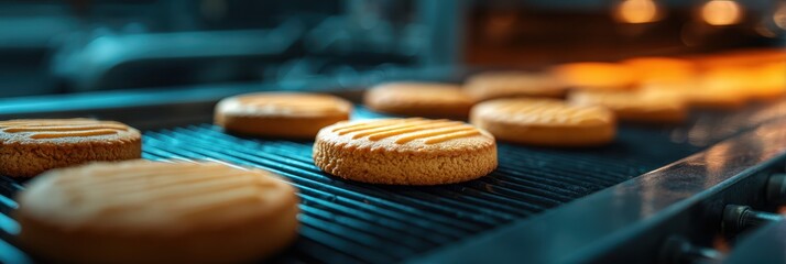 Baking cookies on a grill at a late night kitchen setting showcasing delicious treats