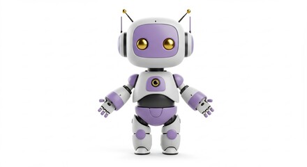 愛らしい小型ロボット 明るく優しいパステルカラー 歓迎のポーズ