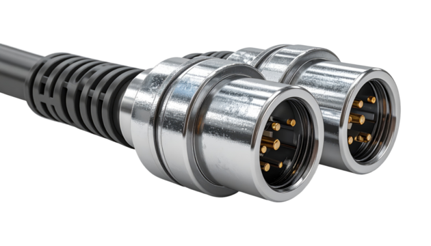 Close-up of two metal connectors