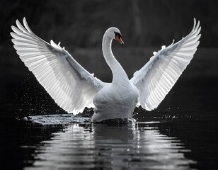 Majestic swan in flight pose