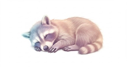 Obraz premium 子アライグマの安らかな眠り 水彩画風柔らかな光彩