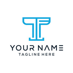Minimalist hipster letter T monogram logo, simple thin line style,