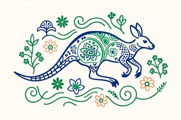 Fototapeta premium Vector illustration of a black animal silhouette with a tribal ornament pattern for tattoo art design