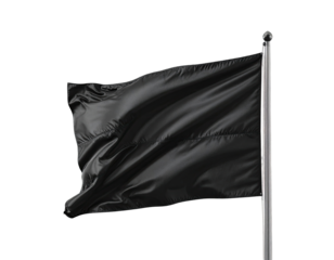 Black flag waving on a flagpole