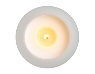 Lit Aromatherapy Candle in Frosted Ceramic Holder, Top-Down View