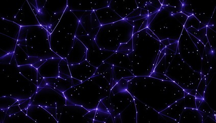 A network of luminous connections forms a complex, vibrant design against a deep black backdrop.