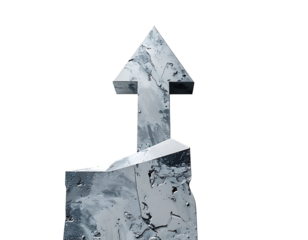 3D upward arrow, icy texture
