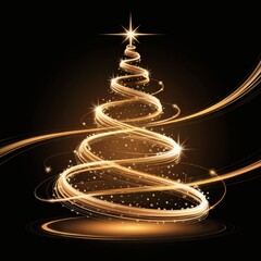 Elegant golden Christmas tree design with glowing lights and stars festive holiday celebrations