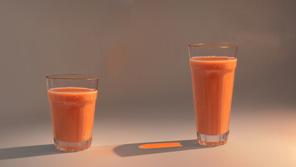 Fresh Carrot Juice in Glasses with Dark Background
