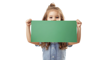 little girl holding a blank board