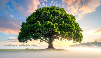 Majestic tree in a morning mist