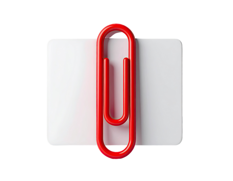 Red paperclip on a white rectangle