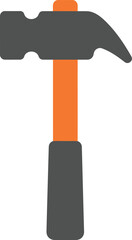 A simple illustration of a gray and orange claw hammer tool