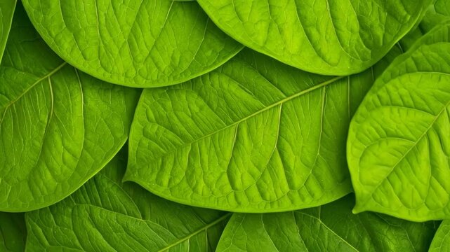 Vibrant Green Leaves Close-up Texture Background