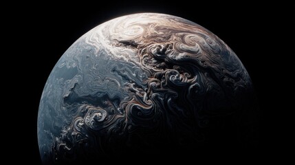 swirling grey marble planet art