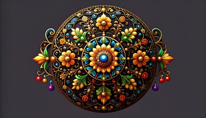 Ornate, decorative, circular emblem