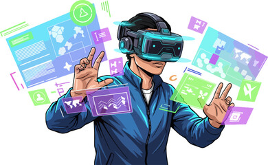 Augmented Reality Glasses Technology Vector Illustration