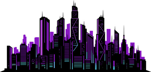 Futuristic Cyberpunk Cityscape Neon Vector