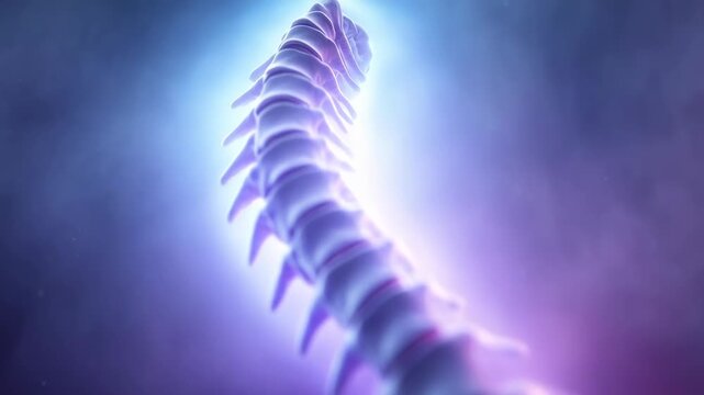 Futuristic Medical Anatomy Illustration of a Human Spine in Vibrant Colors and Abstract Design