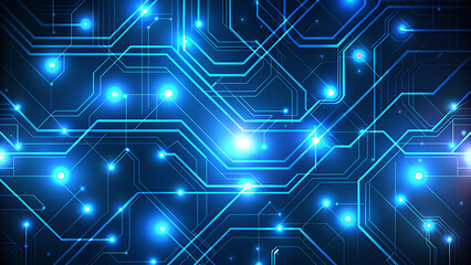 Futuristic Vector Technology Background with Circuit Lines and Digital Interface Elements Abstract High-Tech Design