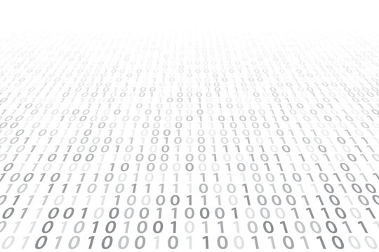 Abstract perspective binary code on a White background. Computer digital data design template. Matrix technology vector illustration