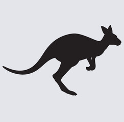 a powerful jumping kangaroo silhouette vector art illustration, kangaroo vector illustration