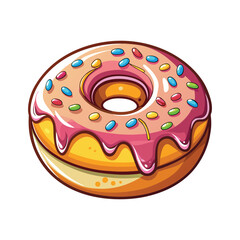 Delicious frosted donut with colorful sprinkles food item sweet treat bakery