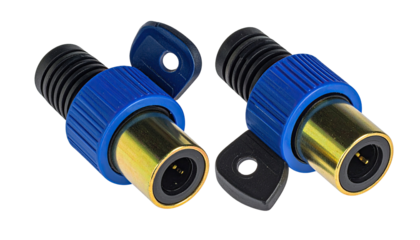 Two audio connectors,  close-up