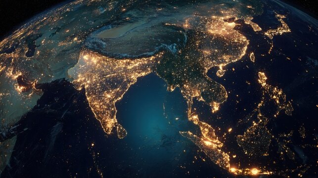 india at night earth lights