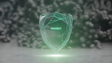 Glowing shield with protect word protection digital