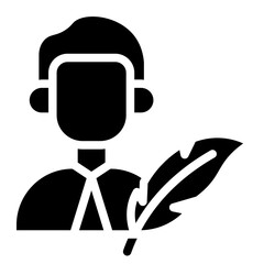 Writer icon glyph style vector illustration