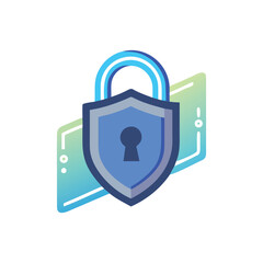 Obraz premium Digital cybersecurity lock and shield symbol representing data protection and network security