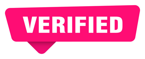 verified magenta sticker isolated on transpatent background. verified sign