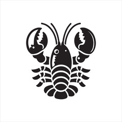 Obraz premium Simple Black and White Lobster Silhouette Design.