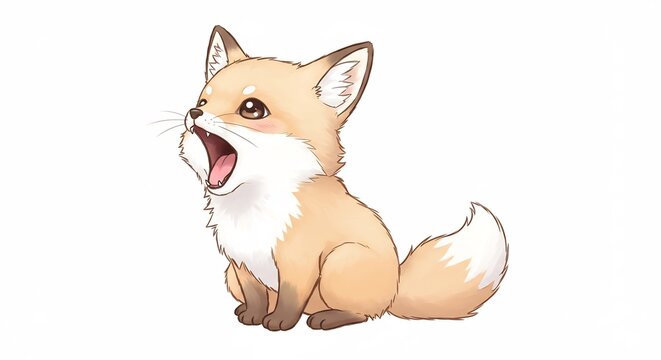 Niedlicher Fuchs welpen Zeichnung sanftes Licht kuschelig. AI Generated