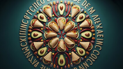 Festive taco arrangement with avocados and peppers