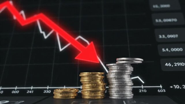 Economic Downturn: Financial Loss and Market Decline - A dramatic visual representation of an economic downturn.