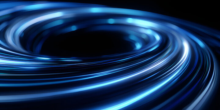Close-up of glowing blue spiral with light streaks