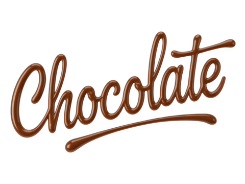 Chocolate word isolated on transparent background for sweet dessert concept