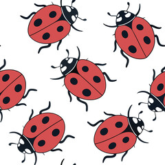 Obraz premium A charming seamless pattern with cute red ladybugs, perfect for a spring or summer design