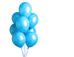 A cluster of bright blue balloons