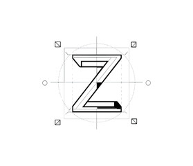 Blueprint style letter z design
