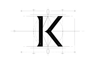 Capital letter k design with grid